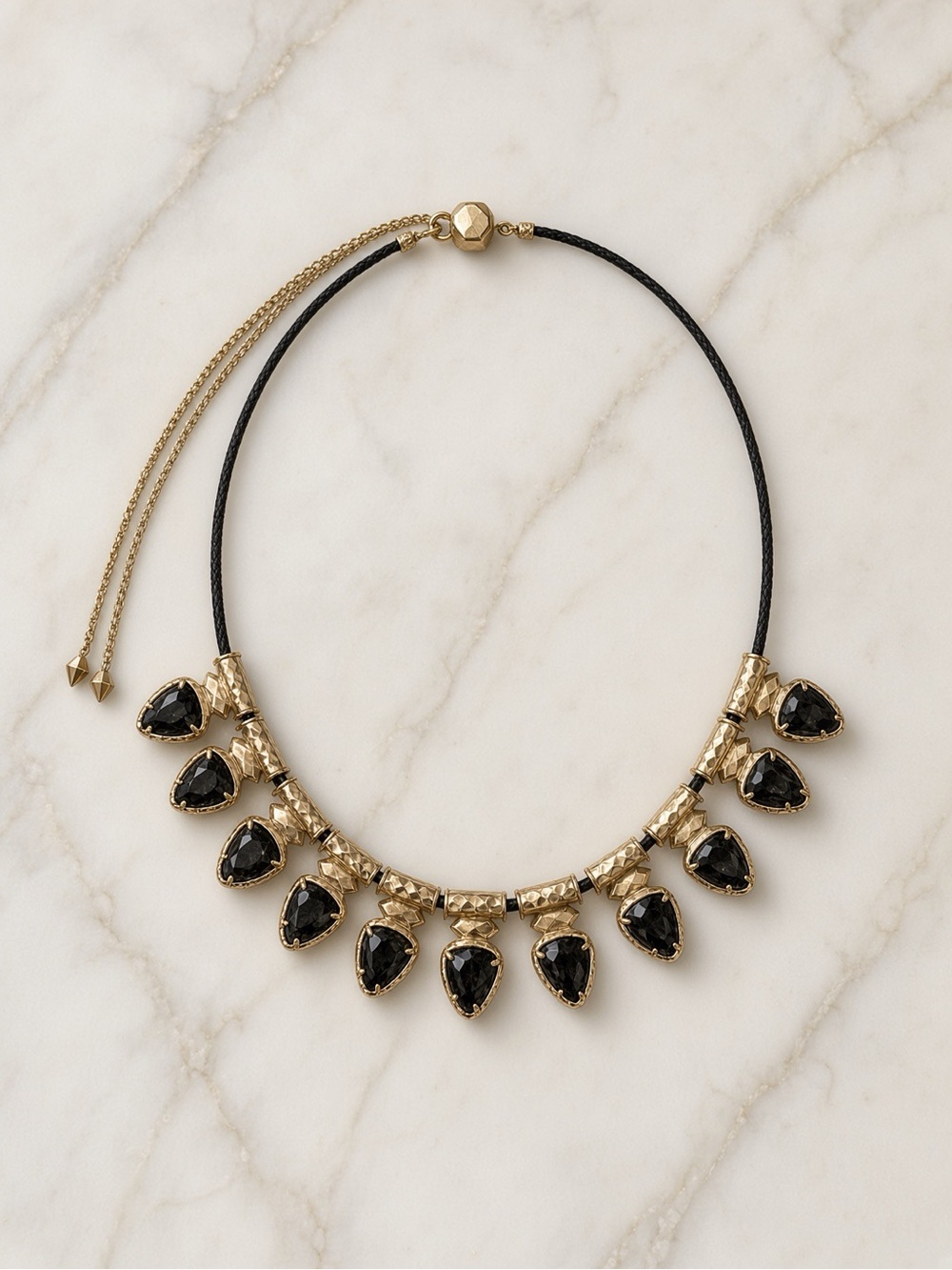 Kendra Scott Gold and Black Teardrop Statement Necklace